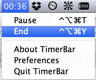 TimerBar user interface